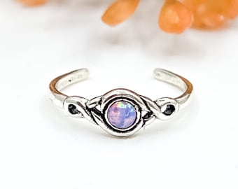 Pink Opal Toe Ring, 925 Sterling Silver, adjustable toe ring, twist toe ring, October Birthstone, birthstone jewellery, gifts for her, toe