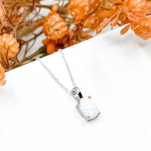 White opal pendant, small oval opal, 925 sterling silver, petite opal, opal necklace, rainbow stone, October birthstone, white stone, charm