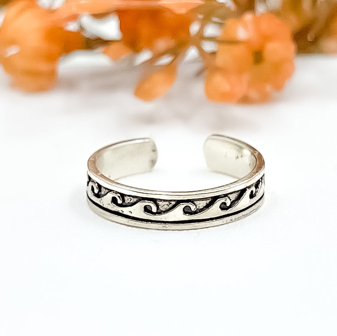 Wave Toe Ring 925 Sterling Silver Oxidised Toe Ring Etsy