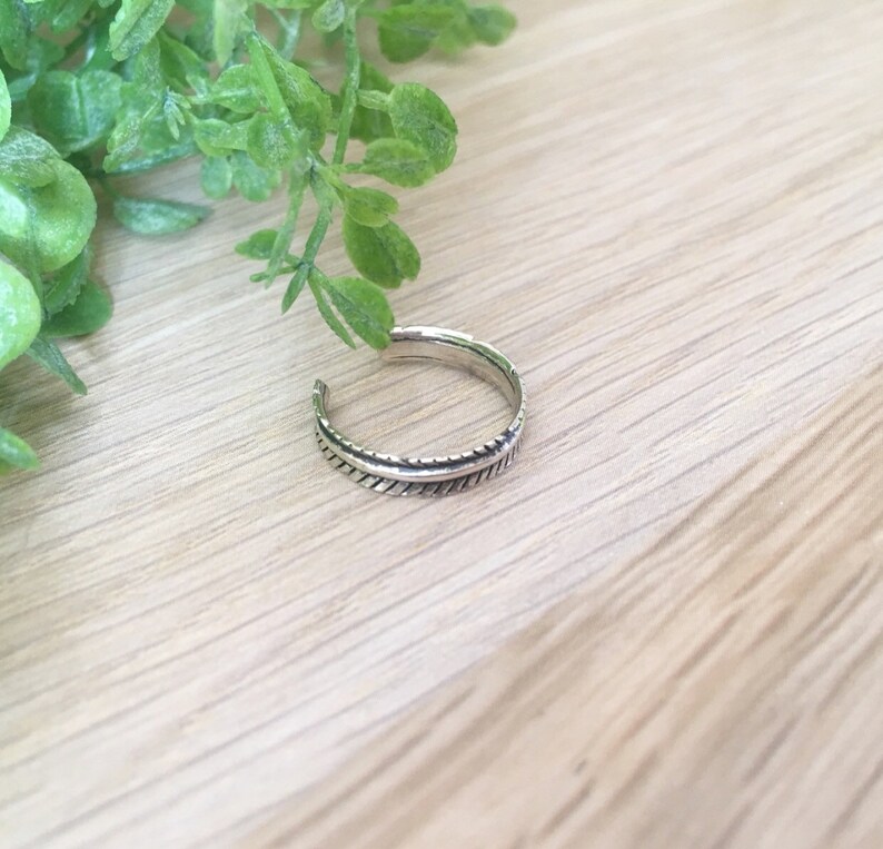 Feather Toe Ring adjustable toe ring feather jewellery feather ring 925 Sterling Silver midi ring dainty jewellery pinky ring simple