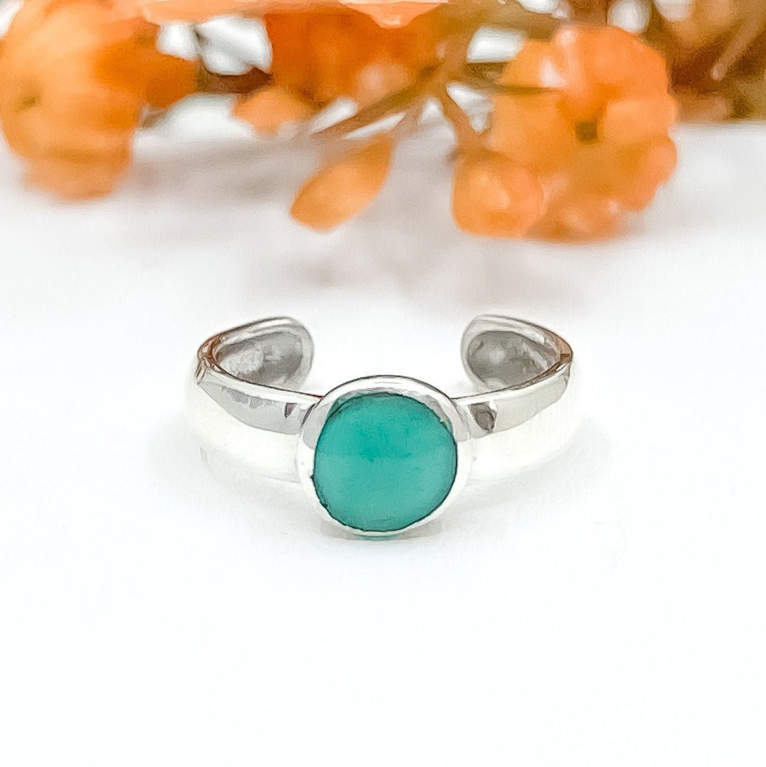 Turquoise Toe Ring Sterling Silver Midi Ring Silver Toe - Etsy