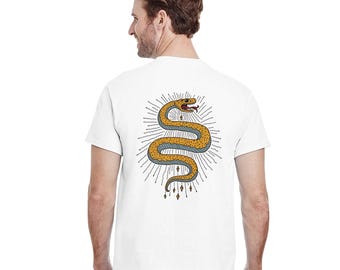 Orm-T-shirt | Tatueringsinspirerad grafisk T-shirt | Alt Punk Streetwear | Djärv ormdesign