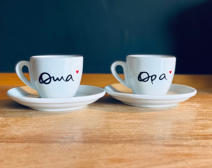 Espresso cup pair for grandma and grandpa