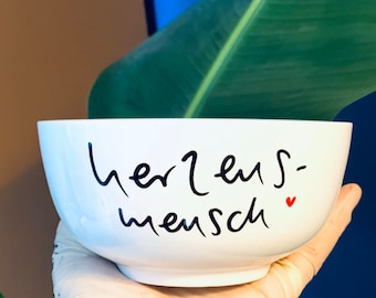 Cereal bowl with a heartfelt person