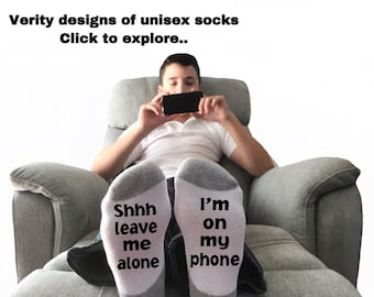Funny Socks: Shhh I'm On My Phone - Christmas Stocking Stuffer