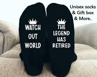 Retirement Socks For Men and Women. Retired 2024.  Finally Retired. Retiring Gift for Him. Click here to explore...
