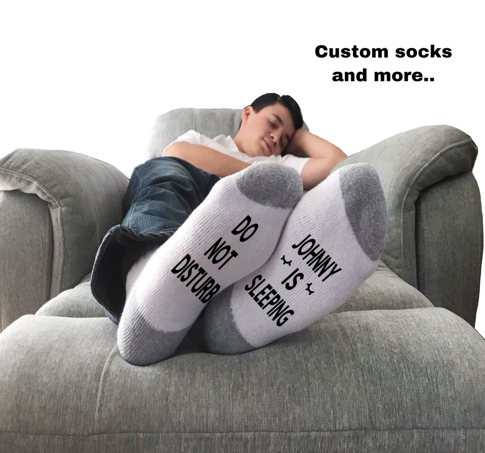 Custom sleeping socks. Christmas gift for man woman teens boys Etsy
