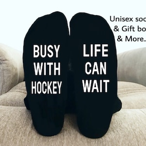 Hockey Gifts for All. Hockey Season Socks for Hockey Lovers. The BEST selection of Hockey fan gifts for teenage Boys and Girls or Adults.