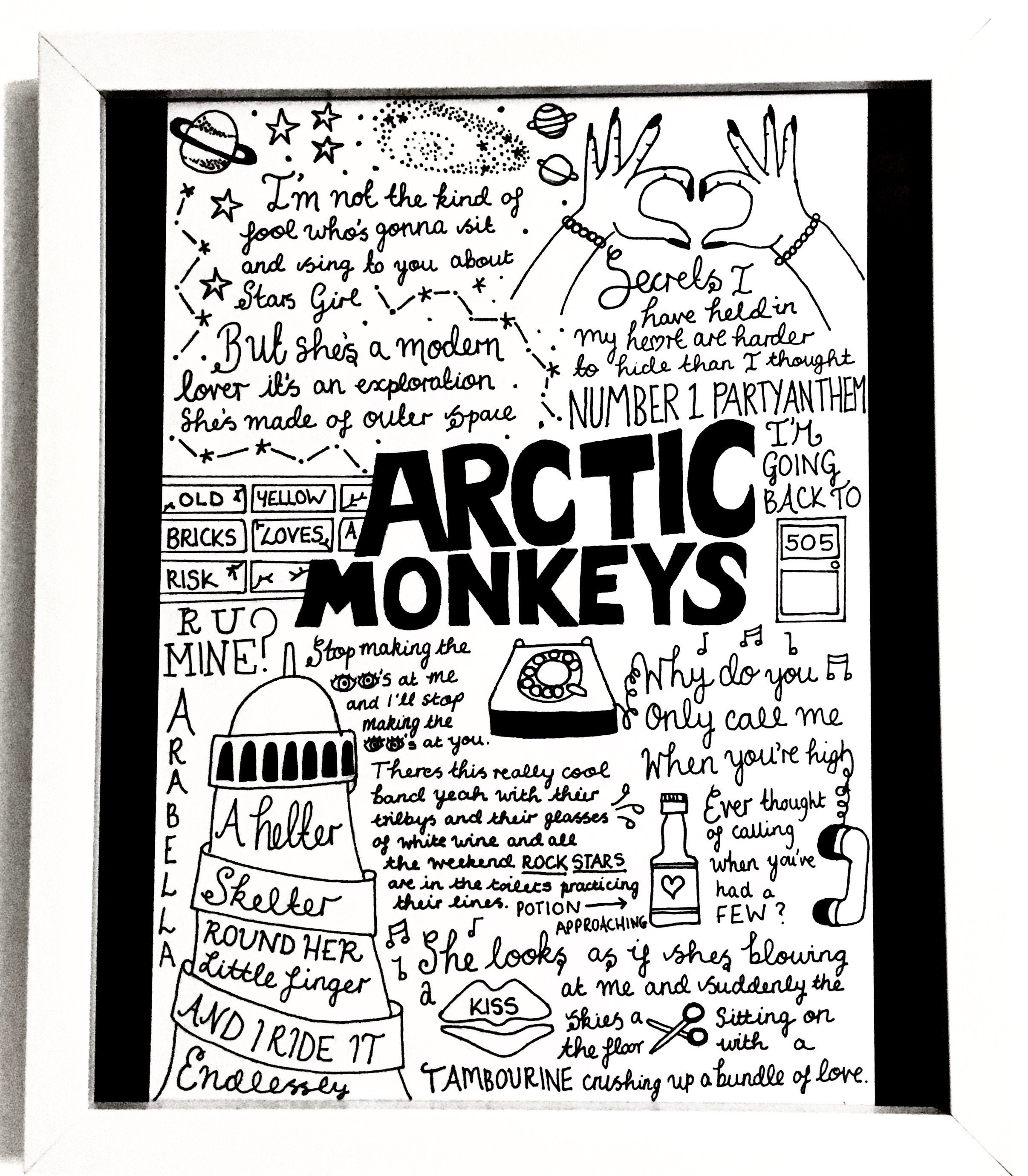 Arctic Monkeys A4 Band Lyric Poster Fan Wall Art Etsy