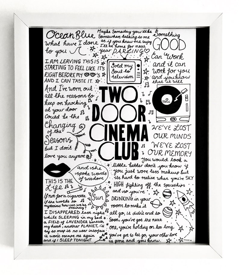 Two Door Cinema Club Tdcc A4 Band Lyric Poster Print Fan Etsy