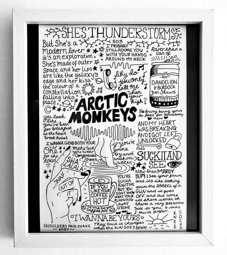 Arctic Monkeys A4 Lyric Poster/Print Fan Wall Art Etsy
