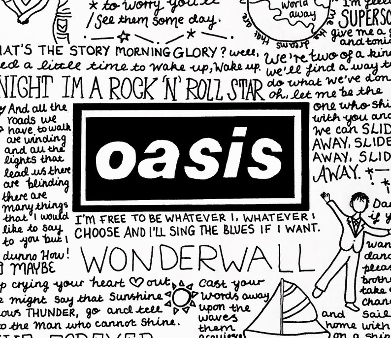 Oasis Band A4 Lyric Poster/Print Fan Wall Art Etsy