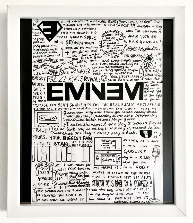 Eminem A4 Lyric Poster/Print Fan Wall Art | Etsy