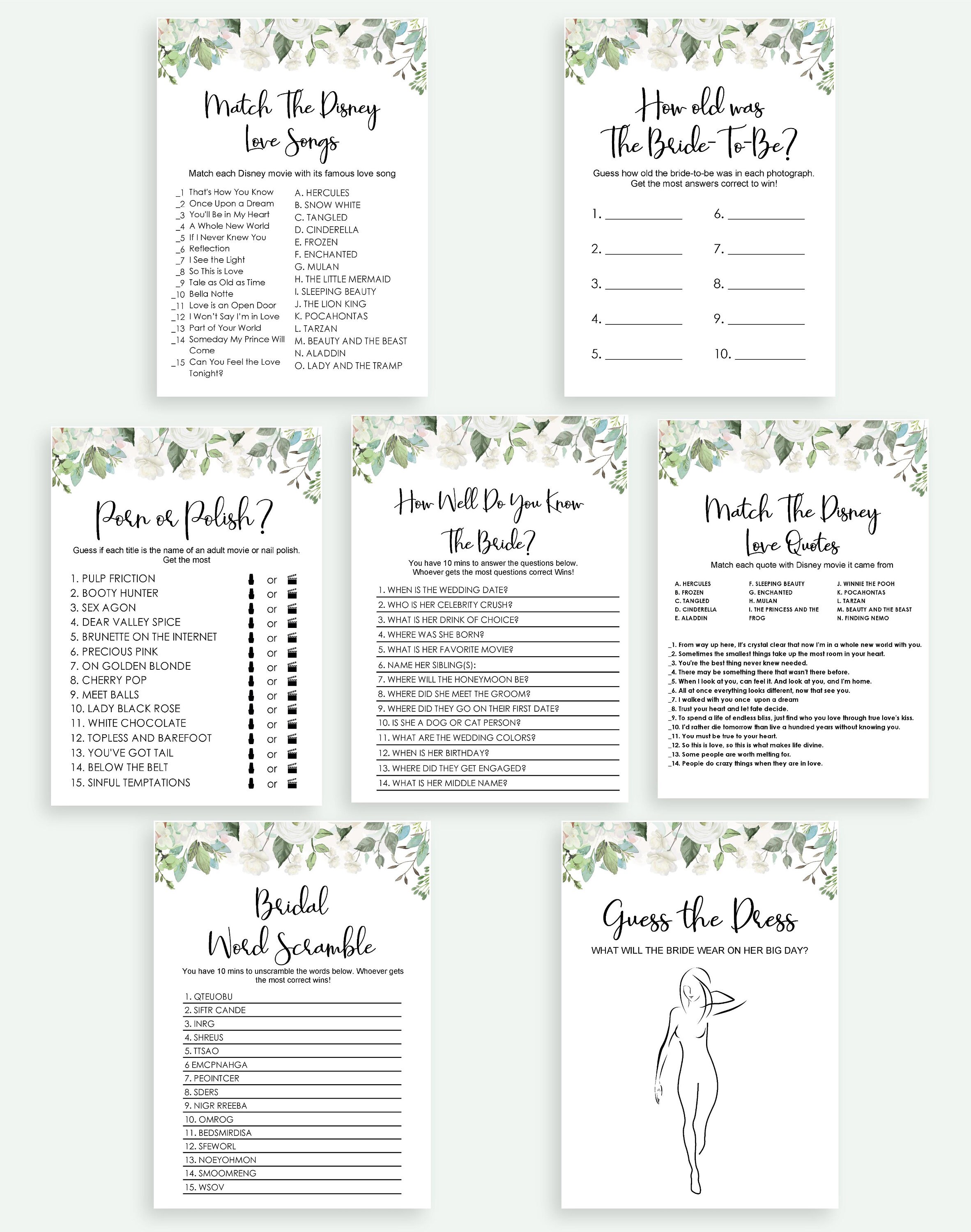 Bridal Shower Games Word Scramble