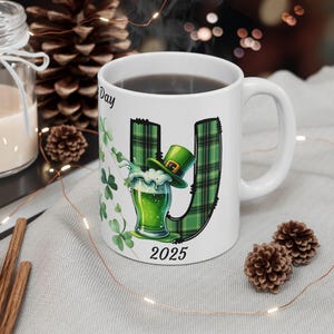 St. Patrick&#39;s Day Ceramic Mug - Shamrock Design, Green Beer Mug, Gift for Her, Holiday Coffee Cup, Irish Celebration Drinkware