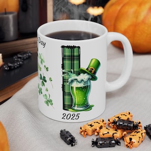 St. Patrick&#39;s Day Ceramic Mug, Lucky Leprechaun Design, Perfect for Gift Giving, Coffee Lovers, Holiday Celebrations, Green Theme