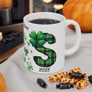 St. Patrick&#39;s Day Ceramic Mug, Perfect Gift for Green Lovers, Coffee/Tea Drinkers, Holiday Decor, Shamrock Design