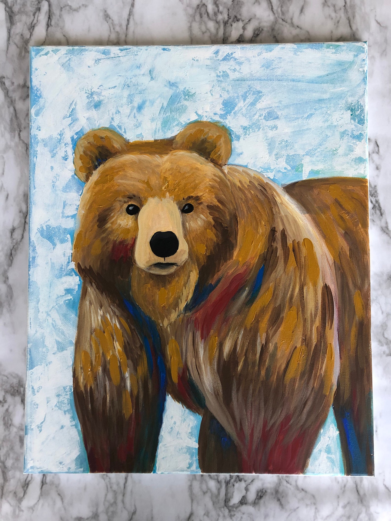 Grizzly Bear Original Acrylic Wall Art Etsy
