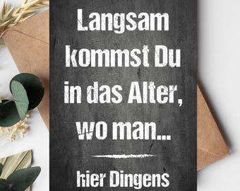 Funny birthday card – Humorous postcard DIN A6 with a witty saying... here thingamajig