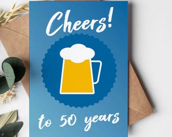 50th Birthday Greeting Card – Original Beer Motif Postcard DIN A6 – High-Quality Card