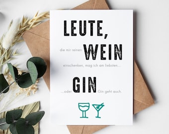Gin Birthday Card – Funny greeting card with a witty birthday message, DIN A6 postcard