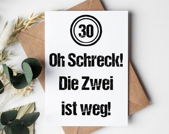 30e verjaardagskaart - Grappige ansichtkaart voor een dertigste verjaardag met humor