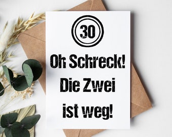 Geburtstagskarte: 30 - Oh Schreck!