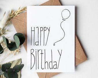 Birthday card with hand lettering – Sustainable DIN A6 postcard with balloon motif