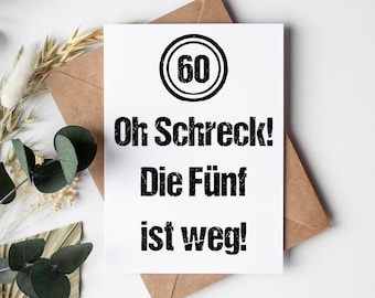 60th Birthday Card – Funny postcard for a 60th birthday with a witty saying