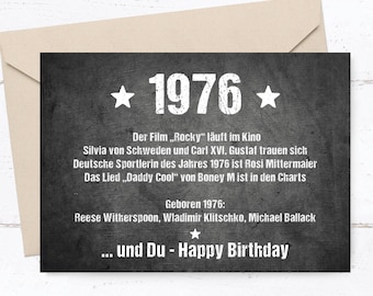 50th Birthday Postcard – Retro Birthday Card 1976 in DIN A6 format with saying