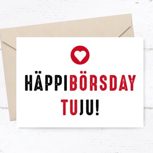 Glückwunschkarte: HÄPPI BÖRSDAY