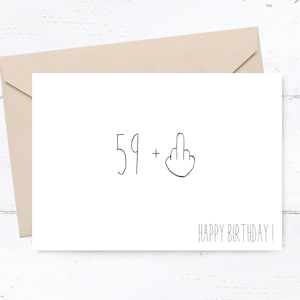 Geburtstags- Postkarte: 59 + Mittelfinger