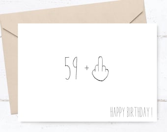60th Birthday Card – Funny birthday card with middle finger & cheeky saying