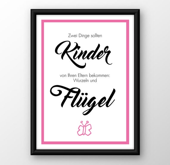 WURZELN UND FLÜGEL Kunstdruck Poster Spruch Etsy