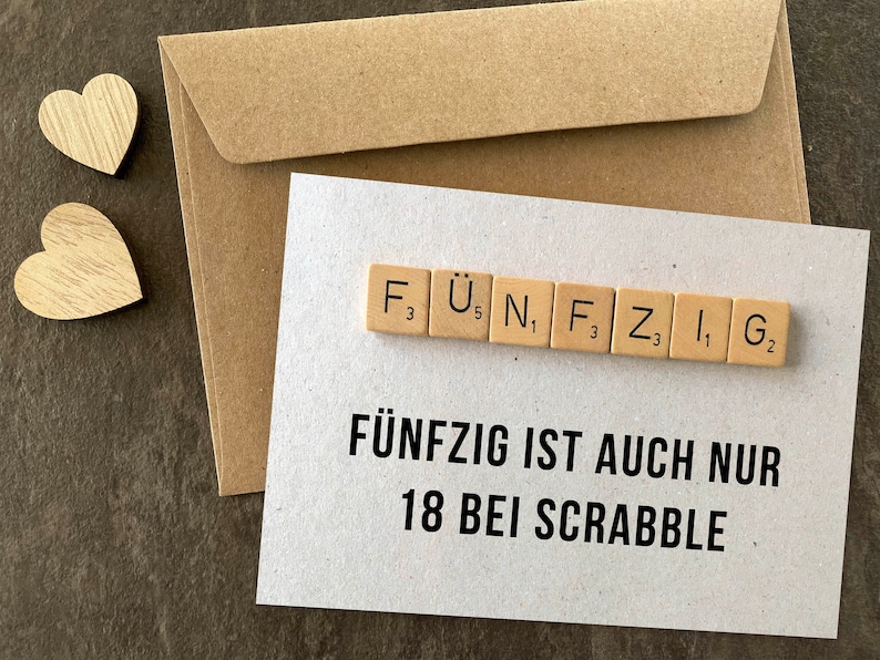 Glückwunsch Postkarte: Scrabble 50 Bild 4