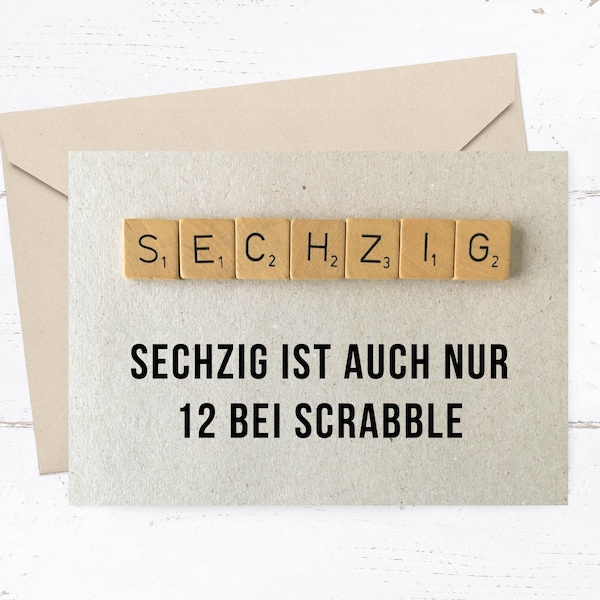 Glückwunsch Postkarte: Scrabble 60