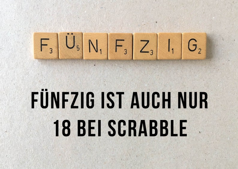 Glückwunsch Postkarte: Scrabble 50 Bild 2