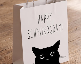 "Happy Purrsday" gift bag – Fun gift bag with cat for birthdays