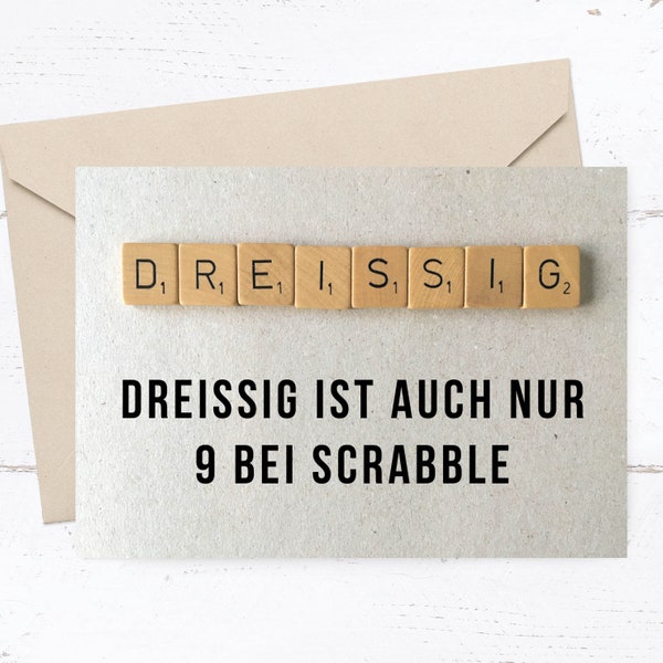 Glückwunsch Postkarte: Scrabble 30