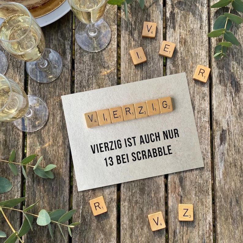 Carte d'anniversaire pour les 40 ans – Carte Scrabble humoristique avec un message d'anniversaire spirituel image 2
