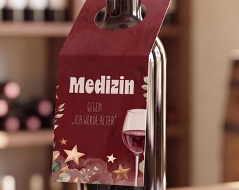 Birthday bottle tag “Medicine against aging” – Funny birthday greeting