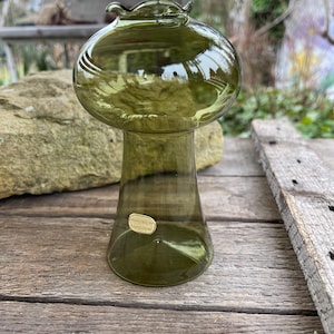 Hyacinth vase LAUSCHA glass vase, vintage, Lauscha glass, GDR design, handmade, 70s hyacinth glass mouth-blown hand-formed green
