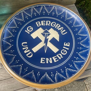 Ceramiczny talerz ścienny, pamiątkowy talerz IG Mining and Energy, ręcznie robiony, ceramika Tellingstedt
