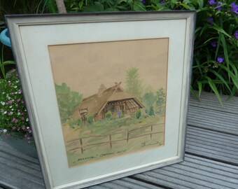 Watercolor, Painting, Wooden Frame, Vintage,Stedden,