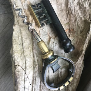 Kurkentrekker WijnOpener FlesOpener Messing Patina jaren 1960 jaren 1970
