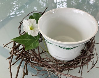 Fürstenberg porcelain flower pot / planter "SCHLOSSGARTEN" white green, vintage,