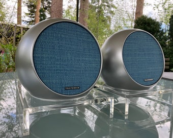 vintage 2x Telefunken L 55 enceintes sphériques avec support - Enceintes sphériques Space Age des années 1970 boîtes sphériques Plexiglas aluminium