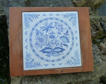 Untersetzer,Kachel, Holz, Fliese,floral,Delft??