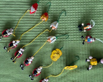 9 Easter decorations, 8 ladybugs, 1 beetle, Easter, Easter decorations, Easter eggs wooden bunnies colorful old vintage