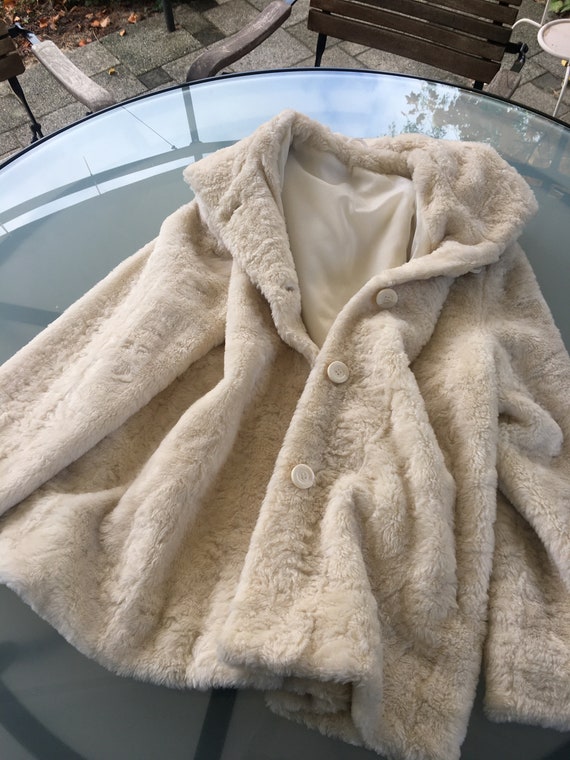 80s Faux Fur With Hood Long Jacket Cream - Etsy